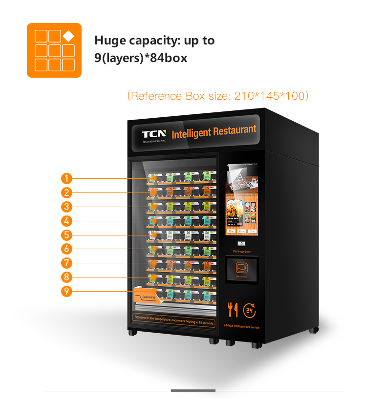 TCNCFM8V Hot food meals vending machine with 32inch touch screen
