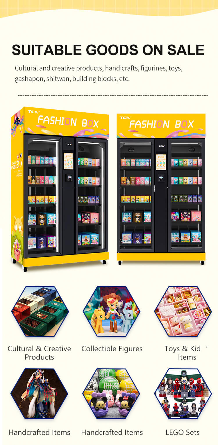 The TCN-CFZ-1200 blind box vendor features an expanded 1200L capacity, able to hold 200-300 products for extensive choice