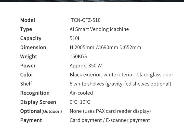 High-end AI chip enabling 99% image and behavior recognition rate in TCN-CFZ-510 smart cooler