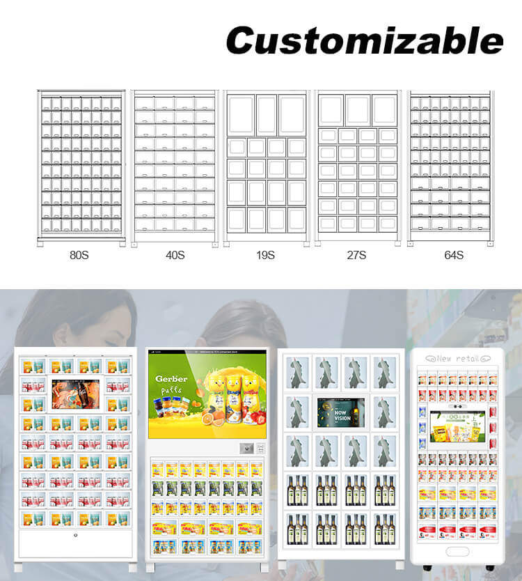 Range of customizable locker sizes available from TCN including the 27S model for flexible retail solutions