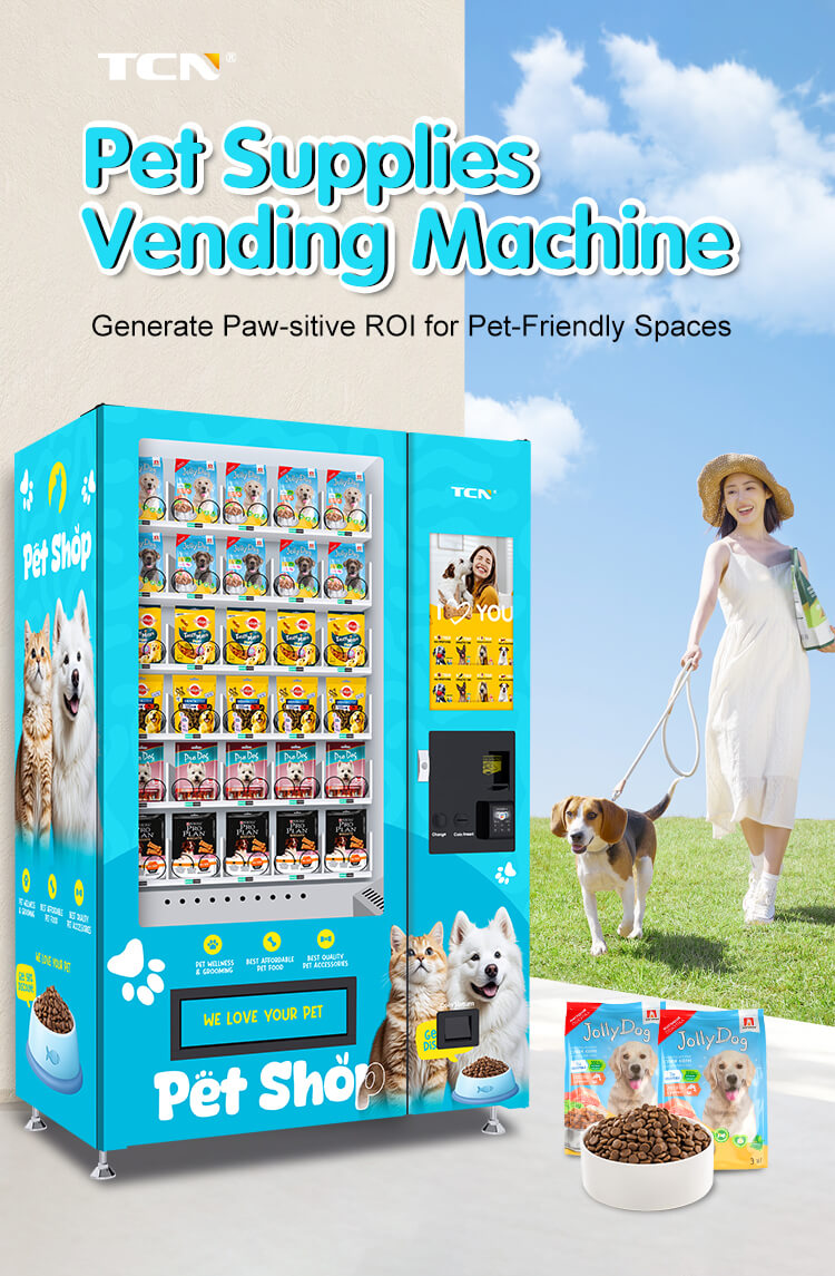 TCN Pet supplies vending machine generating paw-sitive ROI for pet-friendly spaces like pet shops and jolly dog stores