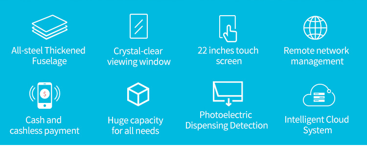 All-steel thickened fuselage of pet vending machine with 22-inch touch screen, cashless payment, and photoelectric dispensing detection