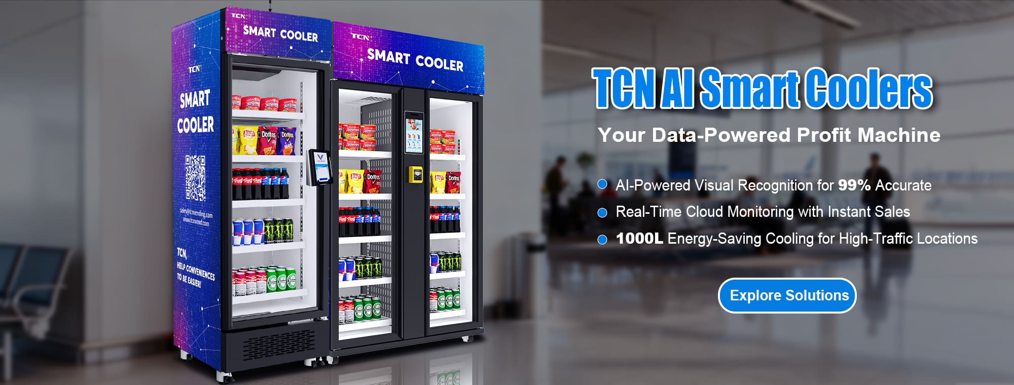 TCN OEM ODM vending machine solution provider with 200,000m² plant, 21 years experience, and 300,000 unit annual capacity.r
