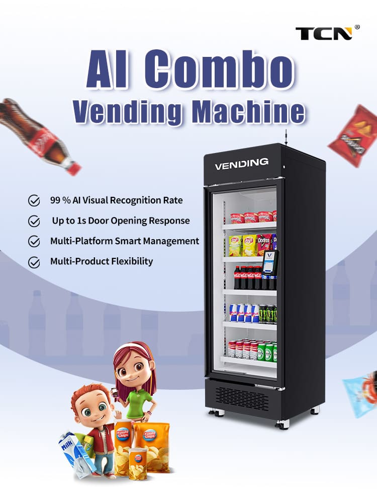 TCN AI Combo Vending Machine TCN-CFZ-530-V with 99% AI visual recognition and up to 1s quick door opening response
