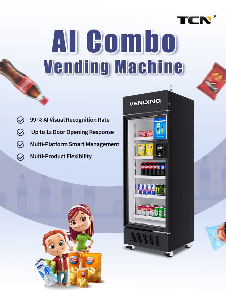 TCN AI Combo Vending Machine TCN-CFZ-530-V with 99% AI visual recognition and up to 1s quick door opening response
