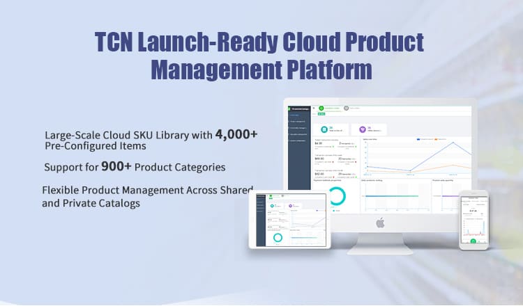 TCN cloud-based product management platform for vending machines with 4,000+ pre-configured SKUs and 900+ category support.