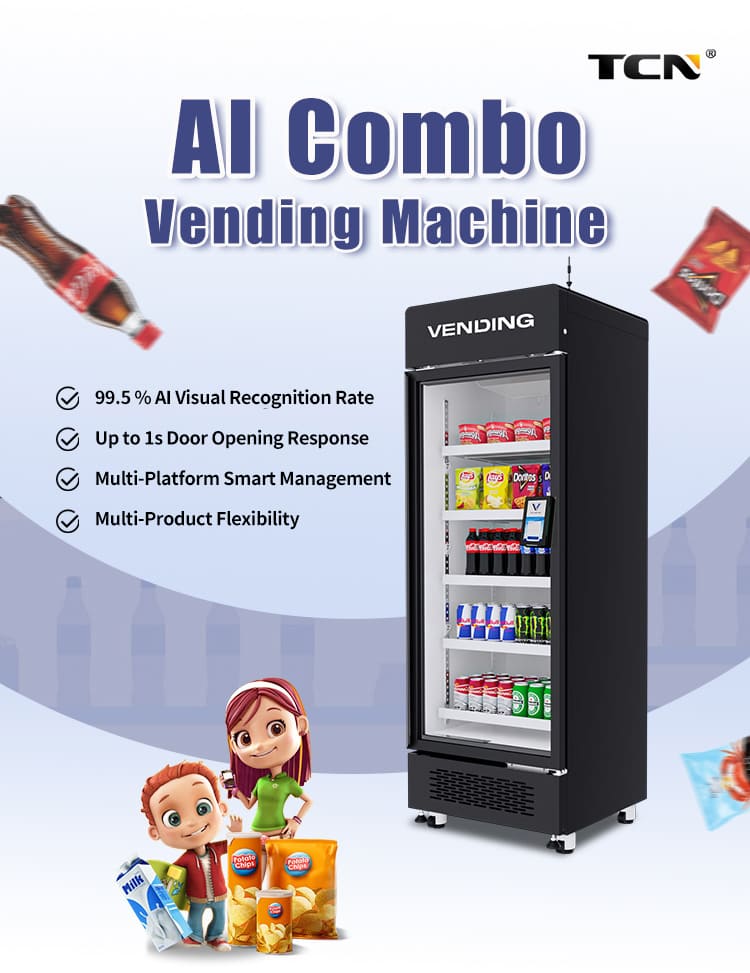 TCN AI Combo Vending Machine TCN-CFZ-530-V with 99.5% AI visual recognition and up to 1s quick door opening response