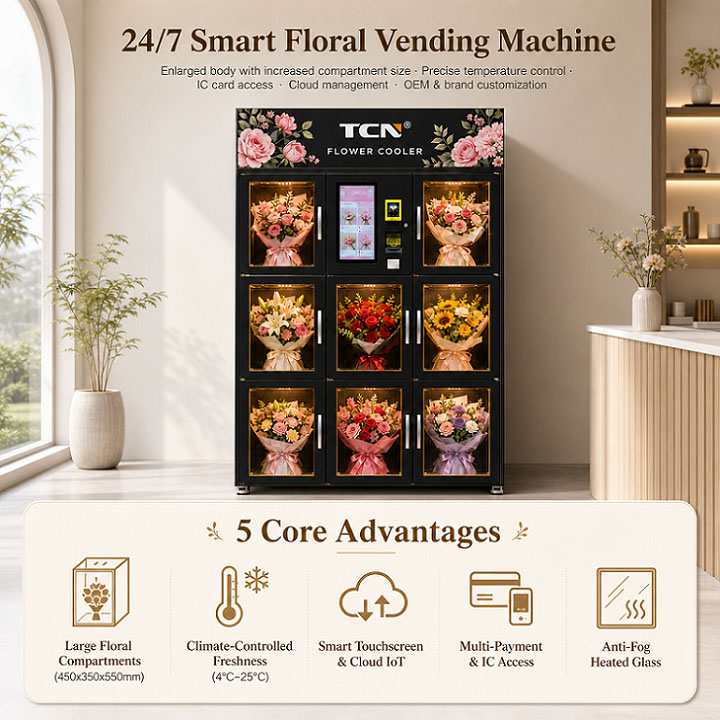 TCN Flower Vending Machine TCN-CLC-8N(V15.6)-XH Dual Cabinet