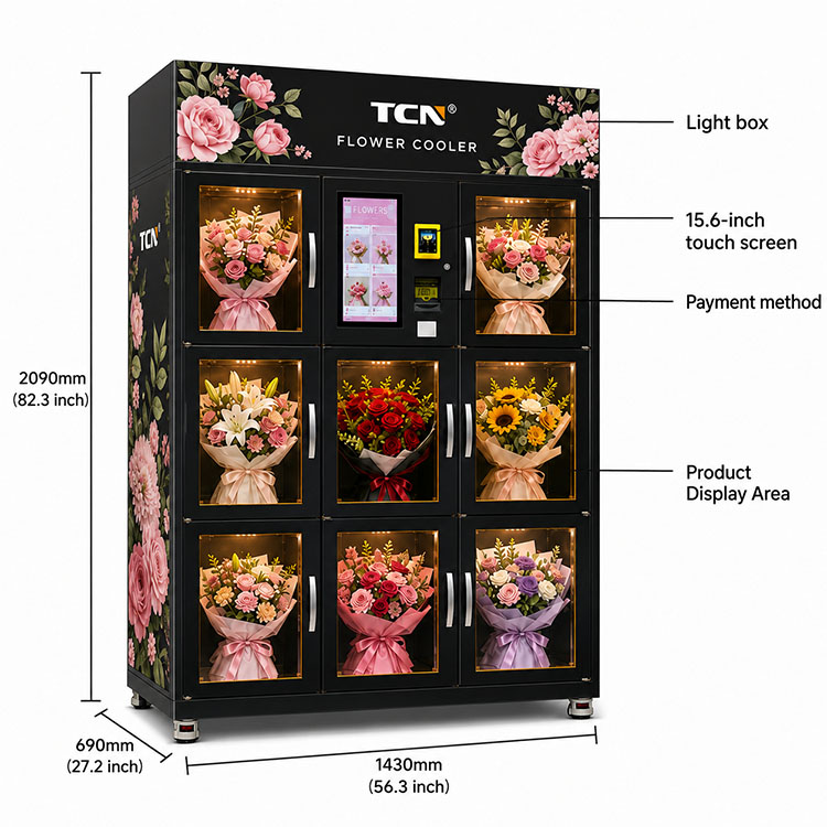 TCN Flower Vending Machine TCN-CLC-8N(V15.6)-XH Dual Cabinet